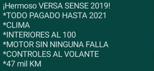 Nissan Versa sense • 2019 • 43,000 km 2