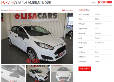 Ford Fiesta • 2015 • 96,350 km