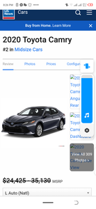 Toyota Camry • 2020 • 9,635 km